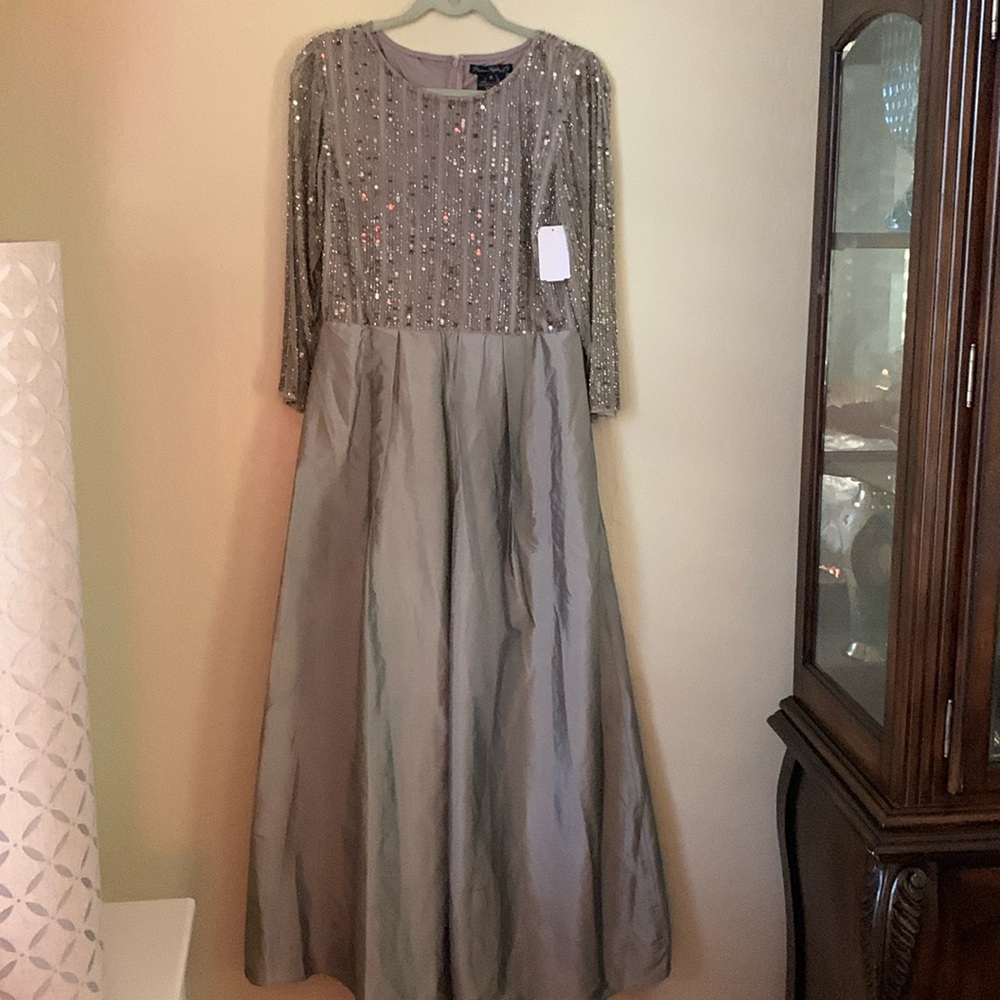 Pizarro nights half beaded front and back evening party gown